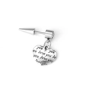 Silver steel cross stud earring with engraved love you heart pendant for men - Silver Heart 'love you' Pendant Studs