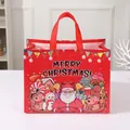 Rode kerstcadeautas van vliesstof met kerstman- en sneeuwmanprints voor de feestdagen - 32.5*25*17cm / Rood (Stijl 2)