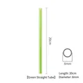 Reusable green transparent glass straw, 20cm length and 8mm diameter straight style - Straight / Green