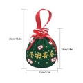 Green Christmas gift bag with red handle, apple pattern and Peace and Joy lettering - Peace and Joy Style