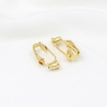 18K gold plated clip-on earring converter with screw back for non-pierced ears - Type 3 Bullet Oval Converter 14K Gold
