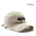 Beige corduroy baseball cap with New York 3D embroidery and adjustable strap - Beige