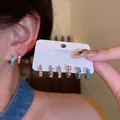 S925 silver hoop earrings with pink and blue zircon stones for a minimalist look - Silver Multicolor Rhinestone Style (E6558)