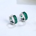 Orecchini a cerchio in argento S925 con agata verde sfaccettata per uomo e donna - Agata Verde Colore Oro Bianco