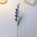 Handmade knitted purple lily of the valley bouquet with green leaves on white texture - Single Stem Finished / Gradient Purple