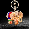 Golden crystal elephant keychain featuring colorful enamel and sparkling rhinestones - Single OPP Bag Packaging / Red Elephant Style B
