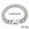 Silver cuban link chain bracelet with lobster clasp, 220x10mm size and 43g weight - Style A 10mm-220mm