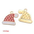 Christmas hat alloy charm pendant with red enamel and gold stars 18x20mm size - Star Christmas Hat (A3-106)
