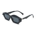 Chic retro polygonal sunglasses with thick black frames and dark grey lenses for fashion - Black Frame Black Grey Lens