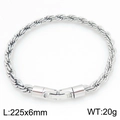 Bracelet chaîne corde argenté 6mm élégant avec fermoir rotatif, longueur de 225mm - Style Argent Brillant (KB210376-KFC)