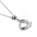 Collana cuore d'argento minimalista con perline di metallo lucido e catena a maglie fini - Collana di Perle a Cuore (Color Acciaio) (KN230186-Z)