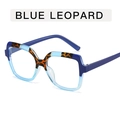Montatura per occhiali quadrata leopardata blu con design color block alla moda - Leopardo Blu Blu