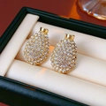 Vintage style gold-plated teardrop earrings with sparkling white zircons - Gold Waterdrop Pave Zirconia Earring Post (24#) / Silver Needle / Gold
