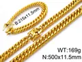 Ensemble collier et bracelet maille gourmette Miami dorée 11,5 mm au fini brillant - 12mm Or