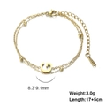 Golden double-layer stainless steel bead bracelet featuring a letter G pendant charm - Letter-G / Gold