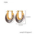 U-shaped candy color resin drop earrings in gold finish measuring 2.6cm by 2.3cm - F998 Clear Resin Gold Hoop