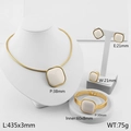 Schmuckset aus goldenem Titan mit weißen quadratischen Steinen inklusive Halskette - Einheitsgröße Ring / Gold Weiß (KS220748-LX)
