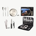Portable 24-piece stainless steel camping cutlery set with storage bag and retail box - [Standard] Silver 20-Piece Box Set