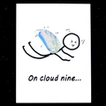 Grußkarte On cloud nine mit 30mm natürlichem Kristall und blauen schillernden Flügeln - Opalith (Synthetisch) mit Karte