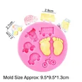 Pink silicone mold for baby feet and vehicle shapes like school bus and car designs - 2#-Round / Pink
