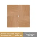 Set of 4 puzzle-shaped beech wood coasters with natural grain and 10x8cm dimensions - Beech Wood / Upgraded / Set of 4