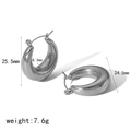 Detailed size specifications of silver geometric crescent earrings with measurements and weight - Polished Round Style (EKR4-S)