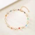 Elegant gold chain bracelet with colorful beads and crystal charms on a beige texture - 008 Seed Bead / Anklet