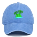 Light blue baseball cap with green palm tree embroidery on a clean white background - Light Blue
