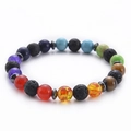 Bracciale yoga chakra in pietra lavica 8mm con pietre naturali e perline di metallo - Stile Energia Lavica Sette Chakra (Seven Chakra Bracelet)