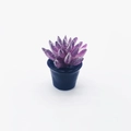 Dollhouse miniature purple succulent plant in a dark blue resin pot for tiny gardens - 13mm*23mm / Black Pot Purple Succulent