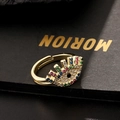 Adjustable golden ring with colorful Evil Eye motif and sparkling zirconia stones - Style 15-Fan-shaped Multi-color Eye