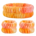 Set lavaggio viso in pile corallo con fascia e polsini sfumati arancione e rosa - Set da 3 Pezzi Colorato Arancione Giallo (134#)
