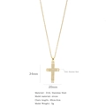 Gold plated stainless steel cross necklace with micro-pave cubic zirconia crystals - Cross No.18 (Gold Pave White Zircon)
