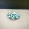 Scallop shell jewelry display tray with blue gradient metallic radial stripes - Silver Shell Tray