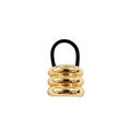 Minimalist gold metal U-shaped alloy hair tie with black elastic band for women - Three-bar 4cm / Gold
