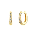 S925 silver post gold hoop earrings with multi-color pavé crystals in teardrop shape - Multicolor Pave Waterdrop Shape Huggies