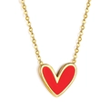 Collar de corazón minimalista chapado en oro de 18k con colgante de esmalte rojo - Oro + Corazón Rojo (NE2B080EG)