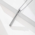 Polished silver stainless steel breathing whistle necklace with single small diamond detail - Simple Style / Steel