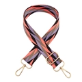 Macro shot of colorful geometric diamond pattern fabric strap with gold metal swivel hooks - Bright Pink Light Purple Coffee Silver Buckle