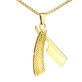Collar de hombre de acero inoxidable dorado con colgante de navaja plegable y cadena - Colgante Suelto Dorado