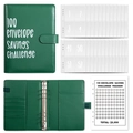 Dark green A5 100 day envelope savings challenge binder with cash pockets and tracker - Savings Challenge Set / Dark Green