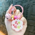 Pink acrylic keychain with bell and strawberry pendant bag charm ornament - Strawberry / Pink