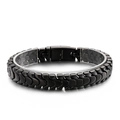Bracciale da uomo nero in acciaio inossidabile a lisca di pesce con chiusura 316L - Nero