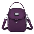 Violette Nylon-Umhängetasche mit mehreren Fächern und verstellbarem Gurt - Lila