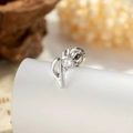 Silver musical note earring stud with a round gemstone and flat screw back design - Triangle Music Note (A970-1)