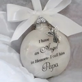 Feather memorial bauble with silver angel charm and I call him Papa inscription - Papa