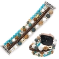 Bohemian five-row multi-material beaded watch band with turquoise and wood beads - Size L Fits 38/40/41mm / Turquoise Marble Wood
