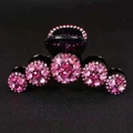Pinza per capelli nera lucida con decorazioni di strass rosa e viola brillanti - Rosa Sfumato