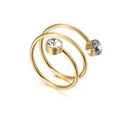 Anello a spirale multistrato dorato minimalista con pietre di zircone scintillanti - US 6 / Stile Spirale a Triplo Strato (KR54062-GC) / Oro