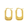 Orecchini geometrici a cerchio a U in acciaio inossidabile placcato oro 18K testurizzato - Oro 18K / Oro